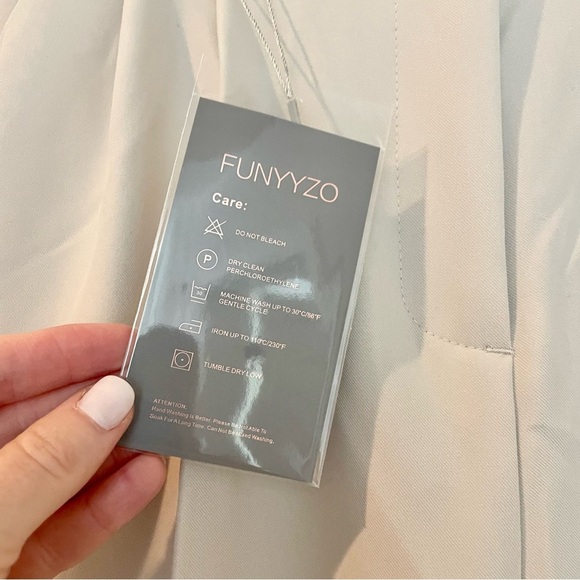 NWT Funyyzo Cream Neutral Wide Leg Dress Pants Trousers - Picture 7 of 15